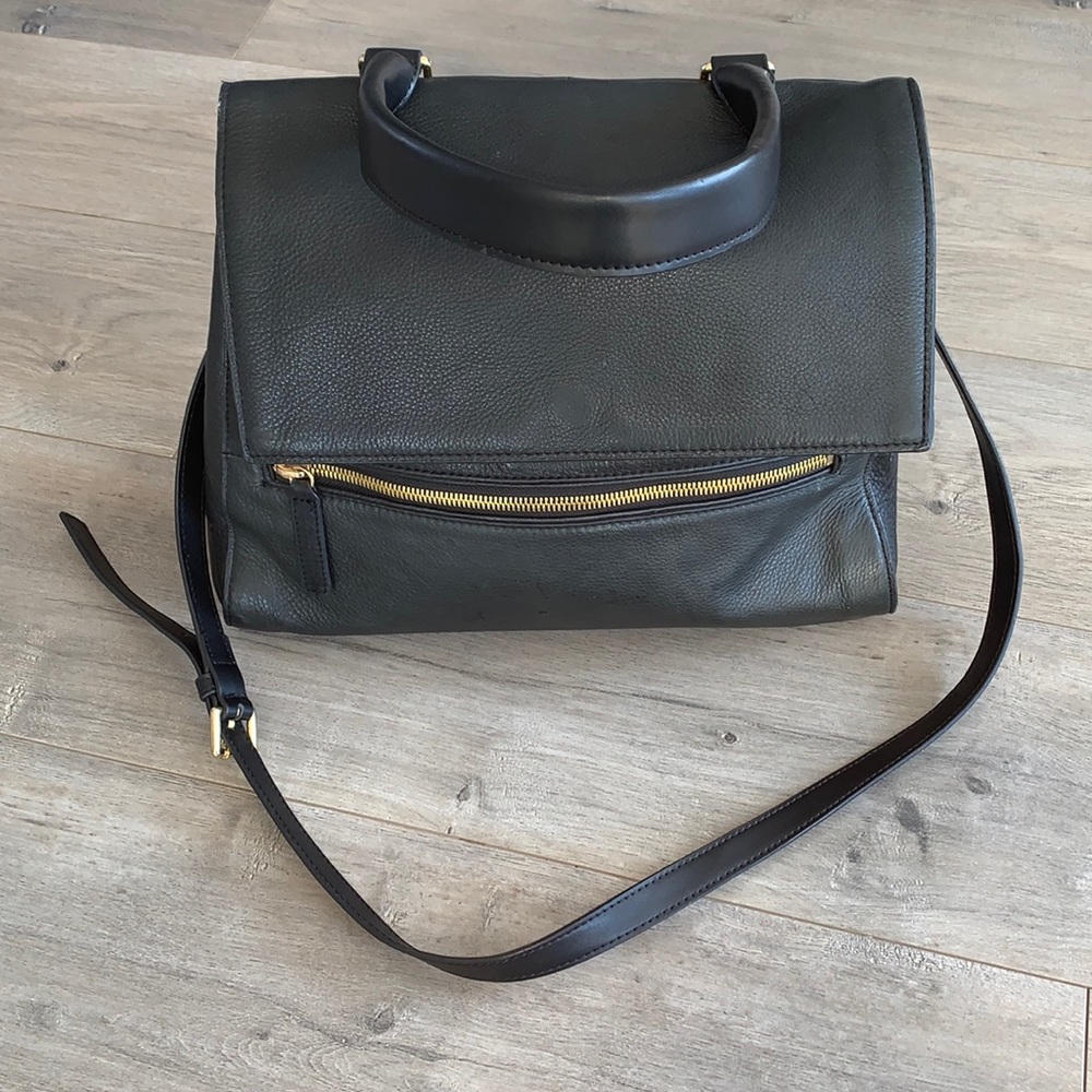 Margot Black Leather Shoulder Crossbody Bag